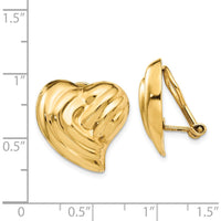 14K Yellow Gold Non-Pierced Hollow Heart Button Earrings - Polished Finish by Oro Pregiato
