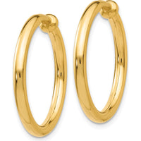 14K Yellow Gold Non-Pierced Hollow Hoop Earrings - 20mm by Oro Pregiato