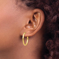 14K Yellow Gold Non-Pierced Hollow Hoop Earrings - 20mm by Oro Pregiato