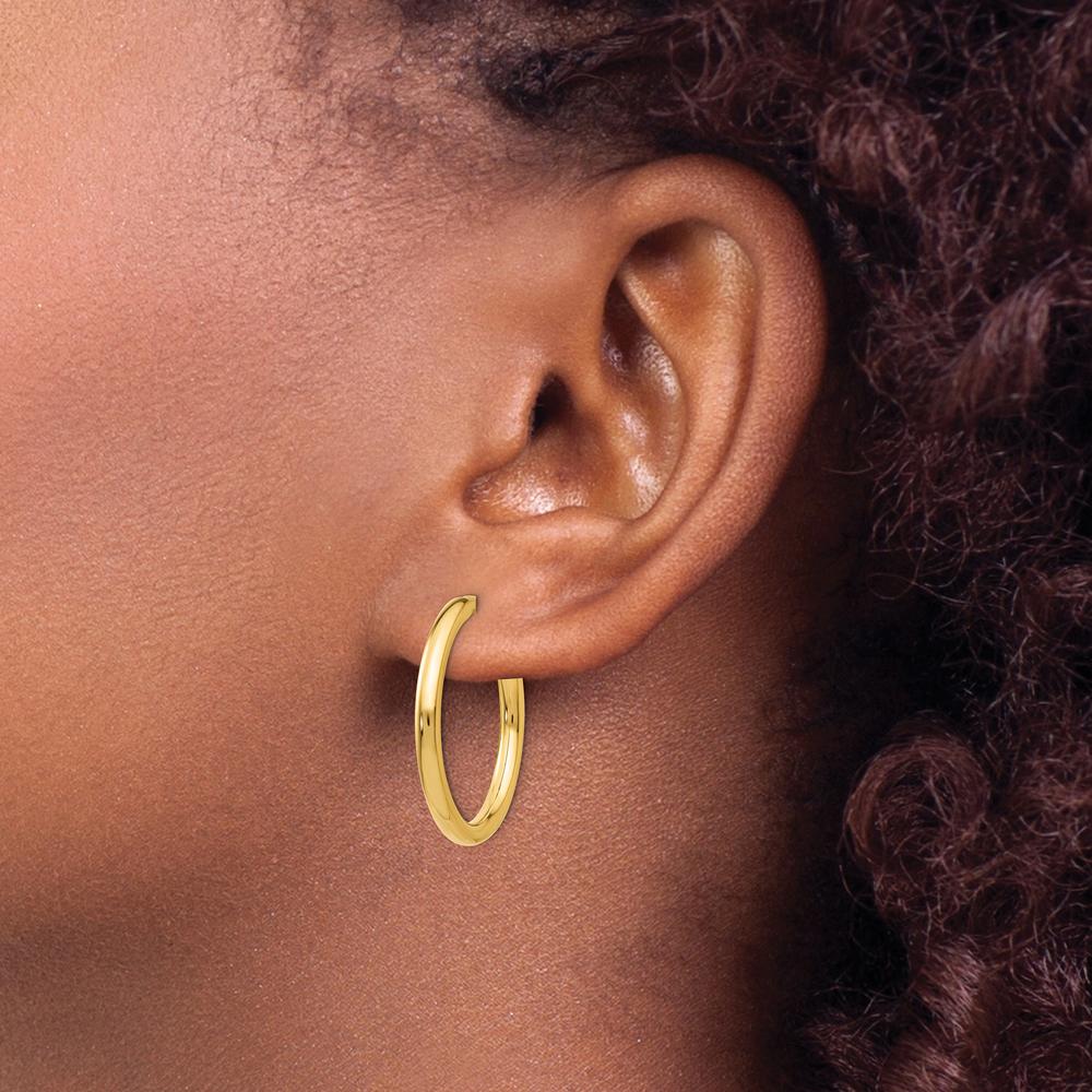 14K Yellow Gold Non-Pierced Hollow Hoop Earrings - 20mm by Oro Pregiato