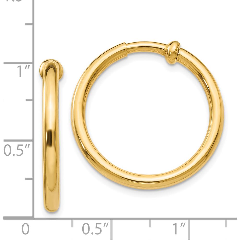 14K Yellow Gold Non-Pierced Hollow Hoop Earrings - 20mm by Oro Pregiato