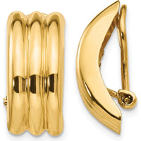 14K Yellow Gold Non-Pierced J-Hoop Earrings with Omega Clip Closure by Oro Pregiato