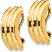 14K Yellow Gold Non-Pierced J-Hoop Earrings with Omega Clip Closure by Oro Pregiato