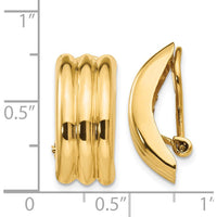 14K Yellow Gold Non-Pierced J-Hoop Earrings with Omega Clip Closure by Oro Pregiato