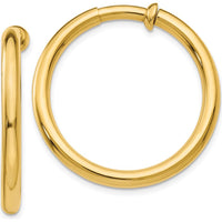 14K Yellow Gold Non-Pierced Large Hoop Earrings with Polished Finish - 25mm by Oro Pregiato