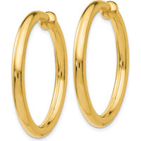 14K Yellow Gold Non-Pierced Large Hoop Earrings with Polished Finish - 25mm by Oro Pregiato
