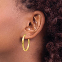 14K Yellow Gold Non-Pierced Large Hoop Earrings with Polished Finish - 25mm by Oro Pregiato
