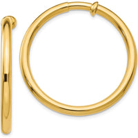 14K Yellow Gold Non-Pierced Medium Hoop Earrings - Polished Finish by Oro Pregiato