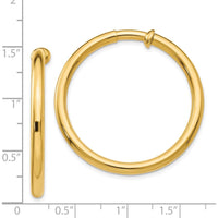 14K Yellow Gold Non-Pierced Medium Hoop Earrings - Polished Finish by Oro Pregiato