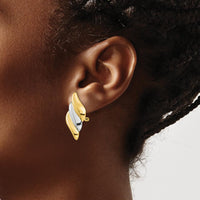 14K Yellow Gold Non-Pierced Omega Back Button Earrings with Rhodium Accents by 0