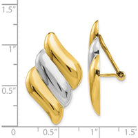 14K Yellow Gold Non-Pierced Omega Back Button Earrings with Rhodium Accents by 0