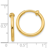 14K Yellow Gold Non-Pierced Small Hoop Earrings - Polished Finish 15mm by Oro Pregiato