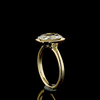 14K Yellow Gold North-South Bezel Set Antique Cushion Cut Lab Diamond Solitaire Ring - 3.88 Carats Total Diamond Weight F VVS2 IGI Certified - Covaloro Fine Jewelry