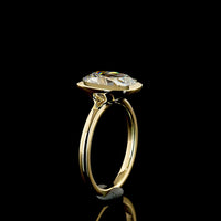 14K Yellow Gold North-South Bezel Set Antique Cushion Cut Lab Diamond Solitaire Ring - 3.88 Carats Total Diamond Weight F VVS2 IGI Certified - Covaloro Fine Jewelry