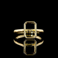 14K Yellow Gold North-South Bezel Set Emerald Cut Lab Diamond Solitaire Ring - 2.11 Carat Total Weight E VVS2 GIA Certified - Covaloro Fine Jewelry
