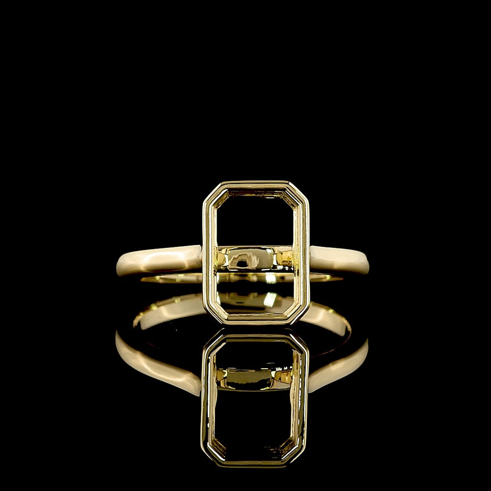 14K Yellow Gold North-South Bezel Set Emerald Cut Lab Diamond Solitaire Ring - 2.11 Carat Total Weight E VVS2 GIA Certified - Covaloro Fine Jewelry