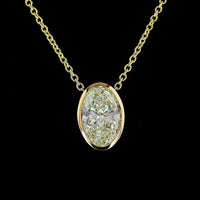 14K Yellow Gold North-South Bezel Set Oval Cut Lab Diamond Solitaire Pendant - 6.03 Carat Total Weight, E-F Color, VVS2 Clarity, IGI Certified - Covaloro Fine Jewelry