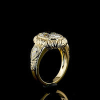 14K Yellow Gold North-South Bezel Set Oval Lab Diamond Ring with Pear Shape Side Stones - 3.68 Carat Total Weight - Covaloro Fine Jewelry