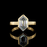 14K Yellow Gold North-South Bezel Set Step Marquise Cut Lab Diamond Solitaire Ring - 2.12 Carat D VVS2 - Covaloro Fine Jewelry