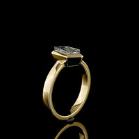 14K Yellow Gold North-South Bezel Set Step Marquise Cut Lab Diamond Solitaire Ring - 2.12 Carat D VVS2 - Covaloro Fine Jewelry