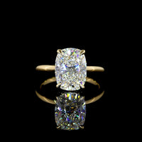 14K Yellow Gold North-South Cushion Brilliant Hidden Halo Ring with 4.05 Carat D VVS2 Lab Diamond and 0.10 Carat Diamond Accents - IGI Certified - Covaloro Fine Jewelry