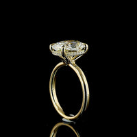 14K Yellow Gold North-South Cushion Brilliant Hidden Halo Ring with 4.05 Carat D VVS2 Lab Diamond and 0.10 Carat Diamond Accents - IGI Certified - Covaloro Fine Jewelry