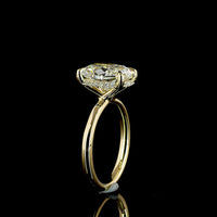 14K Yellow Gold North-South Cushion Brilliant Hidden Halo Ring with 4.05 Carat D VVS2 Lab Diamond and 0.10 Carat Diamond Accents - IGI Certified - Covaloro Fine Jewelry