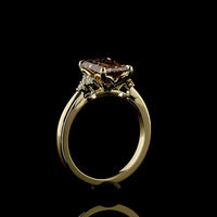 14K Yellow Gold North-South Emerald Cut Lab Created Color Stone Ring with Brilliant Cut Diamond Accents - 3.02 Carat Center Stone, 3.14 Total Carat Weight, IGI Certified - Covaloro Fine Jewelry