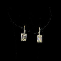 14K Yellow Gold North-South Emerald Cut Lab Diamond Drop Earrings with Brilliant Accents - 3.16 Total Carat Weight - Covaloro Fine Jewelry