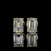 14K Yellow Gold North-South Emerald Cut Lab Diamond Stud Earrings - 2.52 Carat Total Weight D VVS1/VVS2 GIA Certified - Covaloro Fine Jewelry