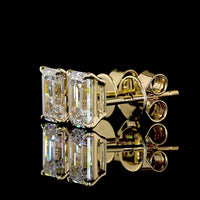 14K Yellow Gold North-South Emerald Cut Lab Diamond Stud Earrings - 2.52 Carat Total Weight D VVS1/VVS2 GIA Certified - Covaloro Fine Jewelry