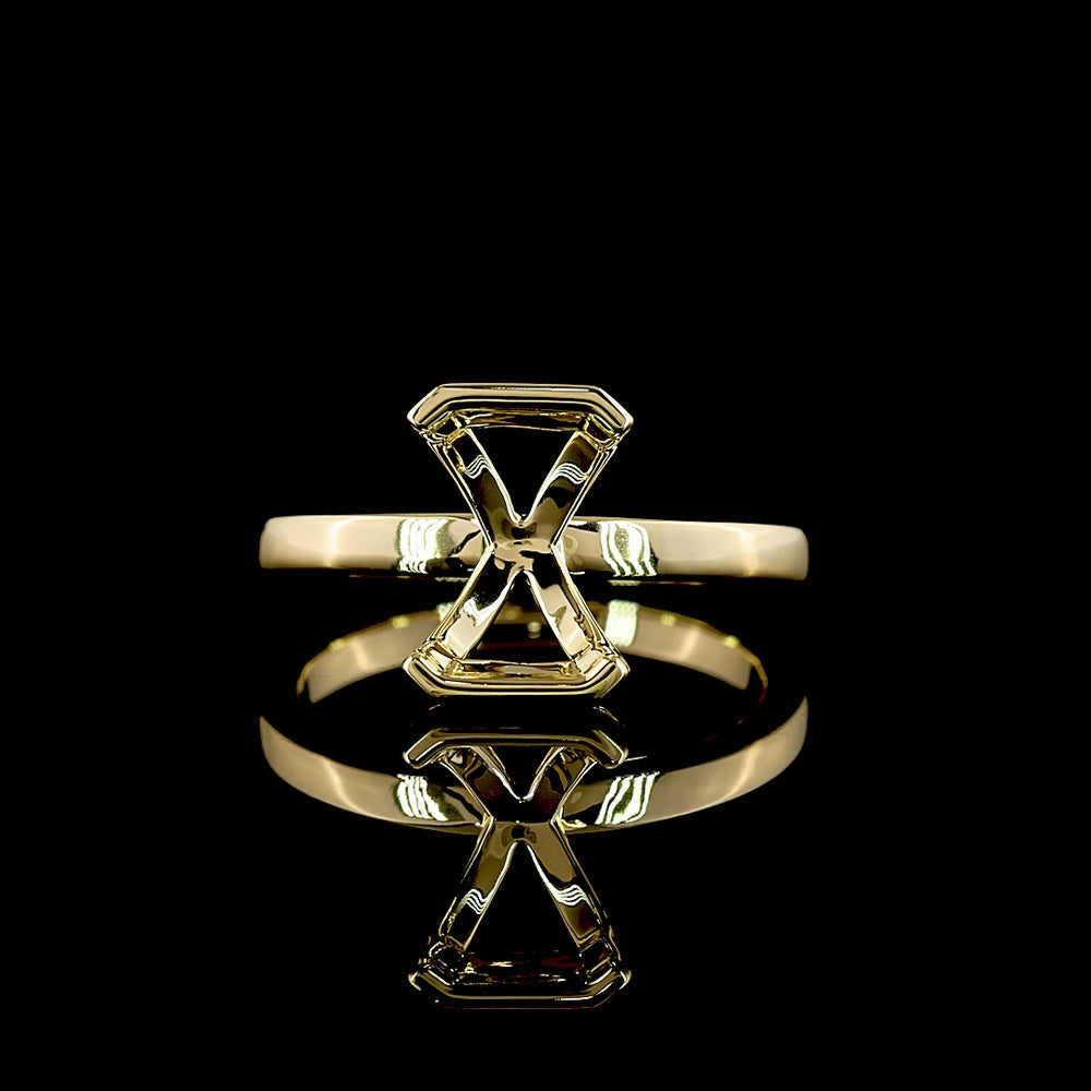 14K Yellow Gold North-South Half Bezel Solitaire Ring featuring a 1.89 Carat Emerald Cut Lab-Grown Diamond (E-F Color, VVS2 Clarity) - IGI Certified - Covaloro Fine Jewelry
