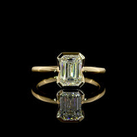 14K Yellow Gold North-South Half Bezel Solitaire Ring with 1.23 Carat Emerald Cut Lab Diamond - E-F Color, IF Clarity, IGI Certified - Covaloro Fine Jewelry