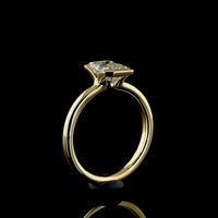 14K Yellow Gold North-South Half Bezel Solitaire Ring with 1.23 Carat Emerald Cut Lab Diamond - E-F Color, IF Clarity, IGI Certified - Covaloro Fine Jewelry