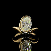 14K Yellow Gold North-South Half Bezel Solitaire Ring with 2.50 Carat Oval Cut Lab Diamond - E-F Color VS1 Clarity - Covaloro Fine Jewelry