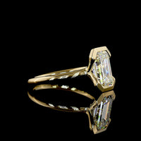 14K Yellow Gold North-South Half Bezel Solitaire Ring with 2.70 Carat IGI Certified Emerald Cut Lab Diamond - E-F Color, VVS2 Clarity - Covaloro Fine Jewelry