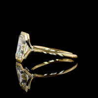 14K Yellow Gold North-South Half Bezel Solitaire Ring with 2.70 Carat IGI Certified Emerald Cut Lab Diamond - E-F Color, VVS2 Clarity - Covaloro Fine Jewelry