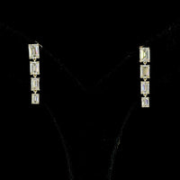 14K Yellow Gold North-South Hanging Earrings with 2.61 Carat Total Weight Emerald Cut Lab Diamonds - F VS2 & E VS1 - Covaloro Fine Jewelry