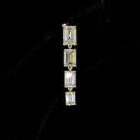 14K Yellow Gold North-South Hanging Earrings with 2.61 Carat Total Weight Emerald Cut Lab Diamonds - F VS2 & E VS1 - Covaloro Fine Jewelry