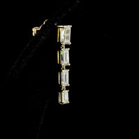 14K Yellow Gold North-South Hanging Earrings with 2.61 Carat Total Weight Emerald Cut Lab Diamonds - F VS2 & E VS1 - Covaloro Fine Jewelry