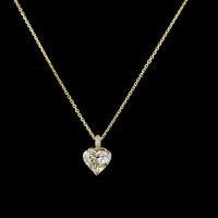 14K Yellow Gold North-South Heart Shaped Solitaire Pendant with Half Bezel Set Lab Diamond - 1.51 Carats Center, 1.53 Carats Total Diamond Weight - Covaloro Fine Jewelry
