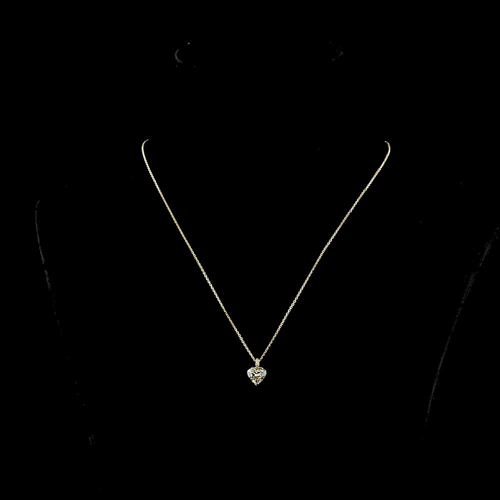 14K Yellow Gold North-South Heart Shaped Solitaire Pendant with Half Bezel Set Lab Diamond - 1.51 Carats Center, 1.53 Carats Total Diamond Weight - Covaloro Fine Jewelry