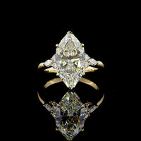 14K Yellow Gold North-South Marquise Cut Lab Diamond Ring with G VS1 Center and Accent Stones - 4.76 Carat Total Diamond Weight - Covaloro Fine Jewelry