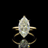 14K Yellow Gold North-South Marquise Cut Solitaire Ring with 5.20 Carat Lab Grown Diamond - E-F Color, F VVS2 Clarity, IGI Certified - Covaloro Fine Jewelry