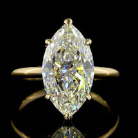 14K Yellow Gold North-South Marquise Cut Solitaire Ring with 5.20 Carat Lab Grown Diamond - E-F Color, F VVS2 Clarity, IGI Certified - Covaloro Fine Jewelry