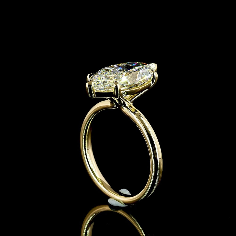 14K Yellow Gold North-South Marquise Cut Solitaire Ring with 5.20 Carat Lab Grown Diamond - E-F Color, F VVS2 Clarity, IGI Certified - Covaloro Fine Jewelry