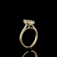 14K Yellow Gold North-South Marquise Solitaire Ring with 3.11 Carat Lab Grown Diamond - E Color VVS2 Clarity IGI Certified - Covaloro Fine Jewelry