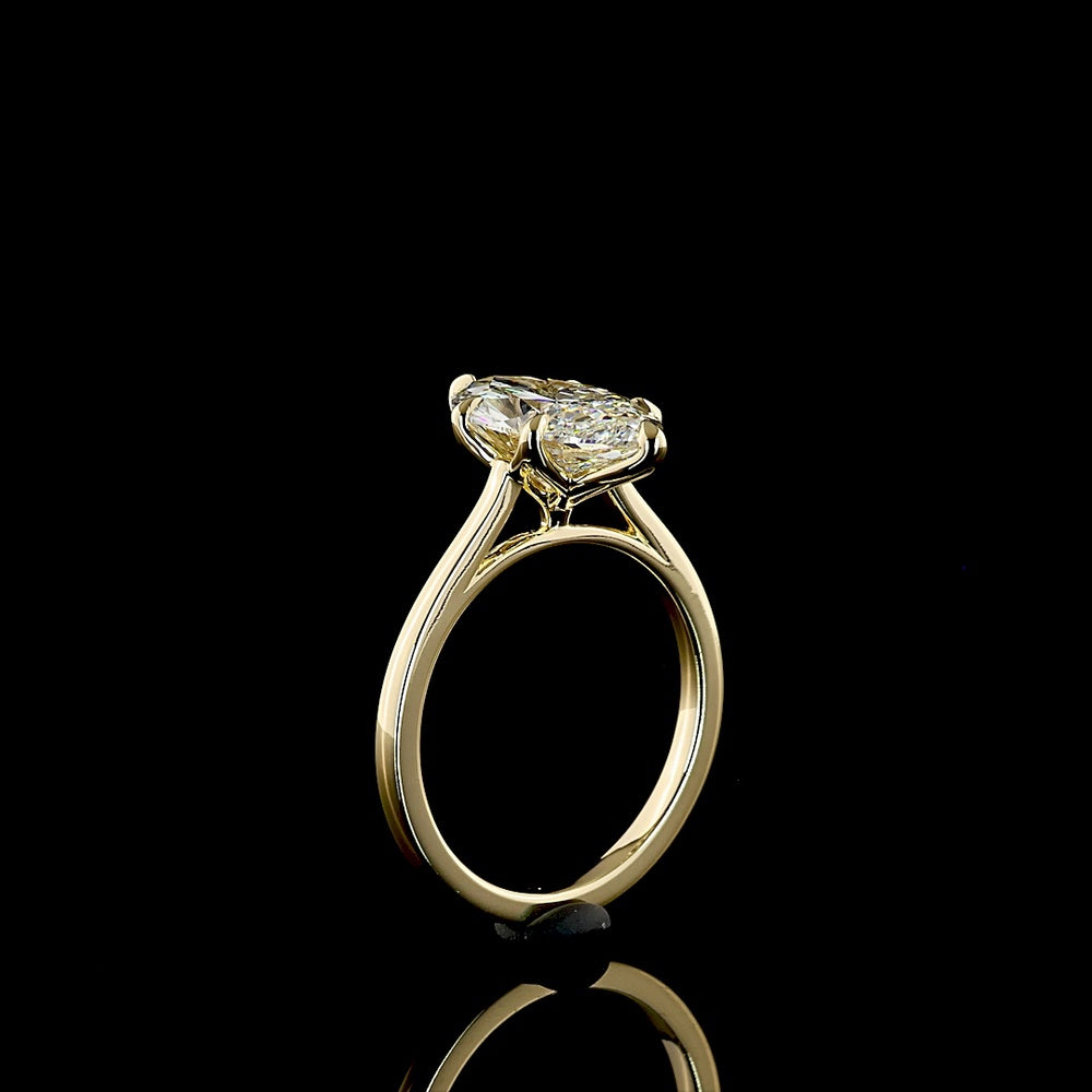 14K Yellow Gold North-South Marquise Solitaire Ring with 3.11 Carat Lab Grown Diamond - E Color VVS2 Clarity IGI Certified - Covaloro Fine Jewelry
