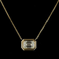 14K Yellow Gold North-South Moval Cut Lab Diamond Solitaire Pendant - 2.65 Carat Total Weight, E-F Color VS2 Clarity - Covaloro Fine Jewelry