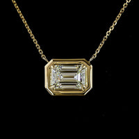 14K Yellow Gold North-South Moval Cut Lab Diamond Solitaire Pendant - 2.65 Carat Total Weight, E-F Color VS2 Clarity - Covaloro Fine Jewelry